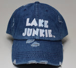 Lake Junkie Ponytail Hat - Denim Blue With White Glitter Lettering