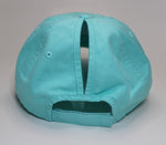 Lake Junkie Ponytail Hat - Teal With White Glitter Lettering