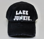 Lake Junkie Ponytail Hat - Black With White Glitter Lettering