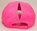 Lake Junkie Ponytail Hat - Pink With White Glitter Lettering