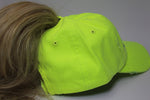 Lake Junkie Ponytail Hat - Yellow With Blue Glitter Lettering