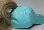 Lake Junkie Ponytail Hat - Teal With White Glitter Lettering